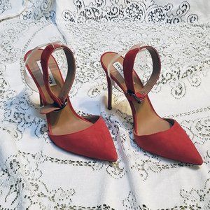 Red Suede Steve Madden High Heel Shoes size 8M Ankle Strap
